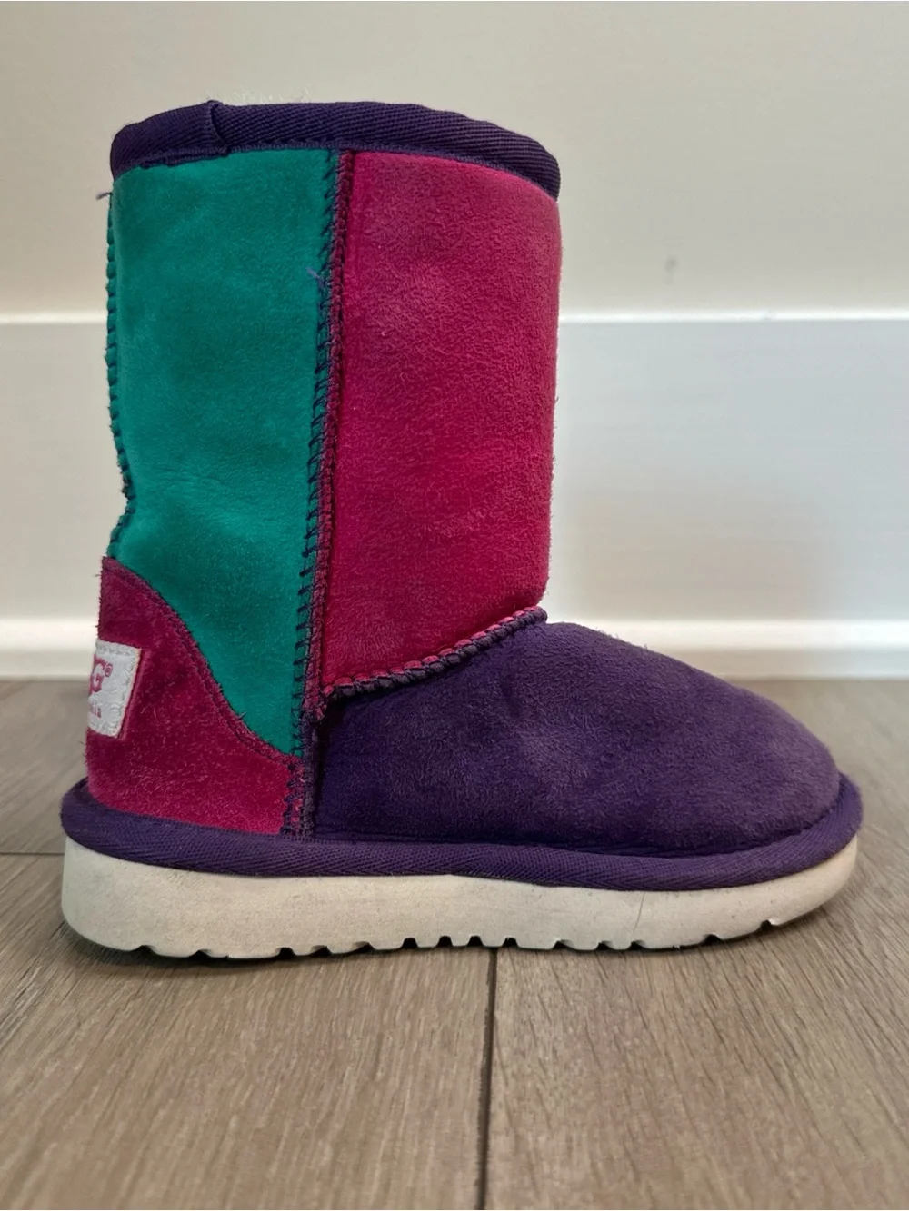 Uggs Girl’s Size 8 (toddler) 3151T Classic Patchwork Color Block Suede Boots
